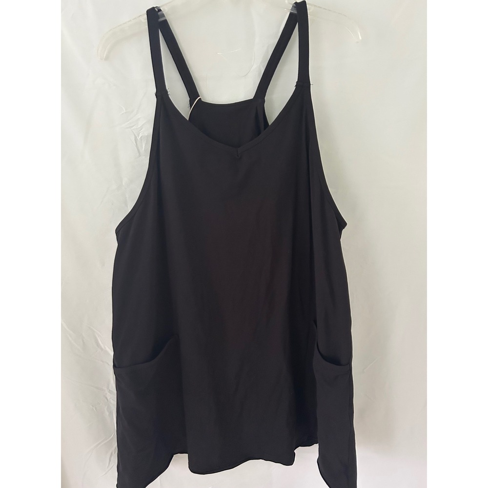 Fashion Clothing Black V-Neck Sleeveless Tank Top Skort with Pockets XL
